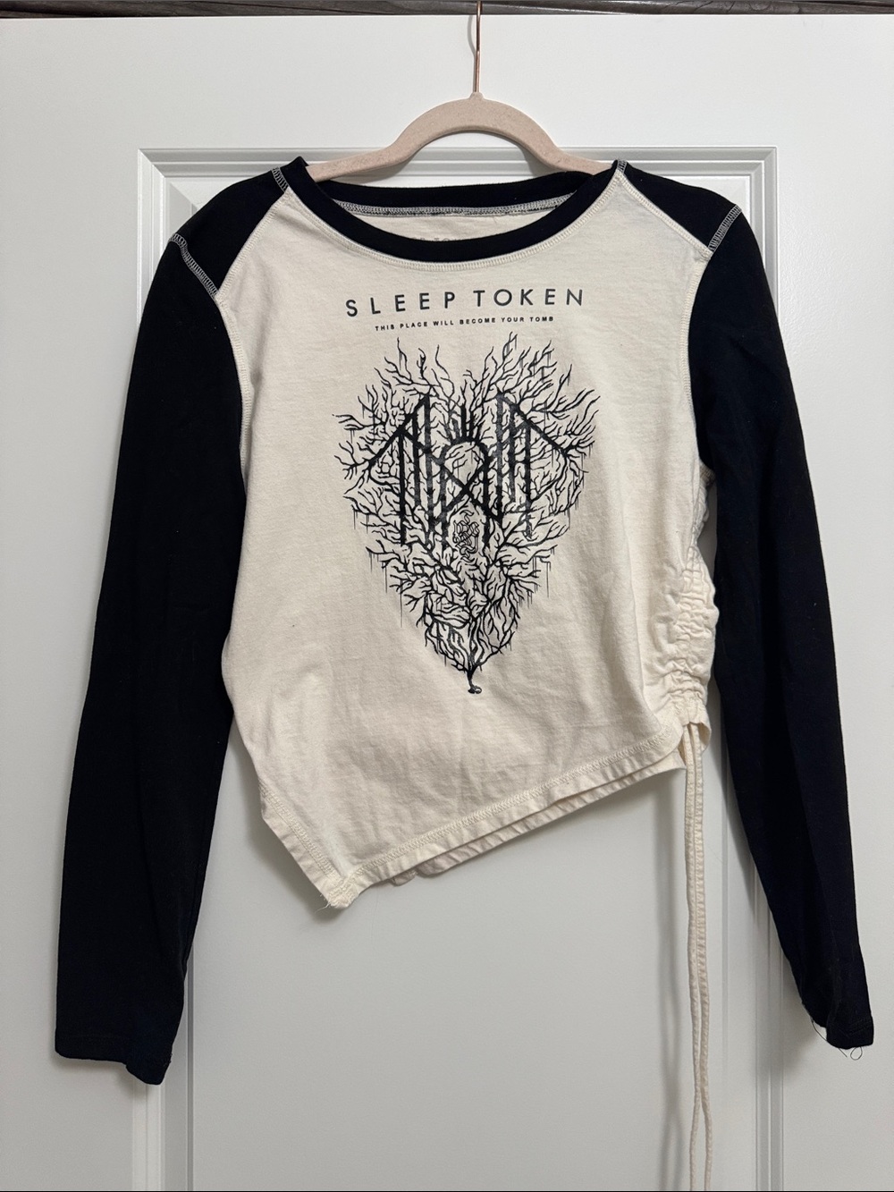 Sleep Token Long Sleeve Raglan Tee in Cream and Black